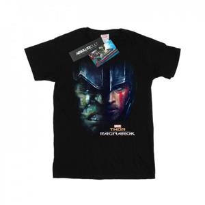 Marvel Girls Thor Ragnarok Hulk katoenen T-shirt met gespleten gezicht 12-13 zwart