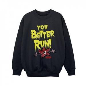 Pertemba FR - Apparel Netflix Boys Stranger Things You Better Run-sweatshirt 12-13 zwart