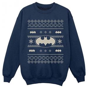 DC Originals Kerstgebreid Batman-sweatshirt voor jongens 12-13 marineblauwe kleur