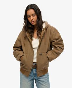 Superdry Vrouwen Oversized Vintage Workwear Bomberjack met Capuchon Bruin
