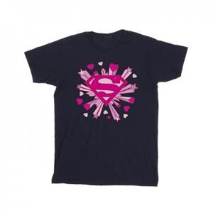DC Comics jongens Superman roze harten en sterren logo T-shirt 5-6 Years wit