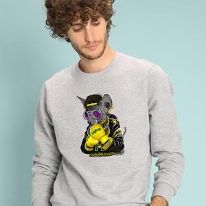 Le Roi du Tshirt Sweat Homme - BOXING CAT SIAMESE XS heide grijze kleur
