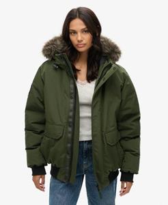 Superdry Vrouwen Oversized Everest Bomberjack van Imitatiebont Groen