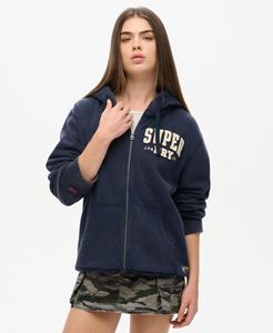 Superdry Vrouwen Oversized Vintage Athletic Hoodie met Rits Blauw