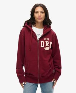 Superdry Vrouwen Oversized Vintage Athletic Hoodie met Rits Rood