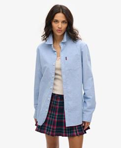 Superdry Vrouwen Oxford-overhemd met Lange Mouwen Blauw