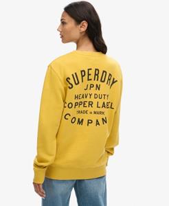 Superdry Vrouwen Oversized Copper Label Sweatshirt met Ronde Hals en Print Geel