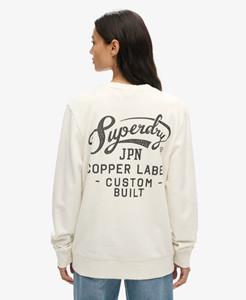 Superdry Vrouwen Oversized Copper Label Sweatshirt met Ronde Hals en Print Crème