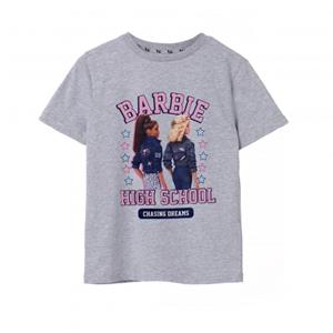 Barbie T-shirt met korte mouwen voor meisjes middelbare school 5-6 Years grijs