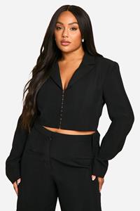 Boohoo Plus Getailleerde Blazer Met Korset Detail, Black