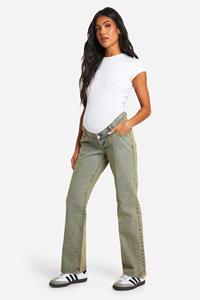 Boohoo Zwangerschap Basic High Waist Jeans Met Rechte Pijpen, Sand