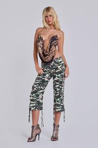 Jaded London Stella Camo Leopard Cargo Capri Trousers