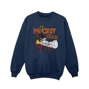 Disney Girls Mickey Mouse Smash Gitaar Rock Sweatshirt 12-13 zwart