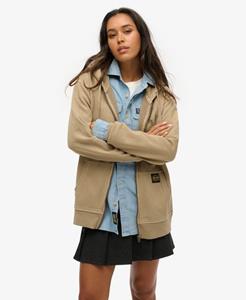 Superdry Vrouwen Oversized Hoodie met Rits en Contrasterend Stiksel Bruin