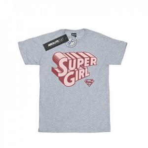 Katoenen T-shirt met Supergirl-retrologo van DC Comics voor meisjes 9-11 Years wit