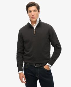 Superdry Mannen Core Sweatshirt met Logo en Halve Rits Zwart