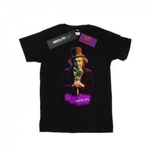 Willy Wonka And The Chocolate Factory Willy Wonka en de chocoladefabriek jongens donkere pose T-shirt 12-13 zwart