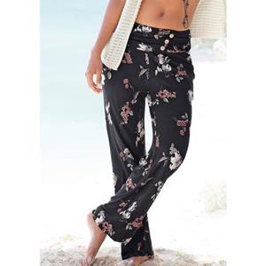 Lascana Strandbroek met zakken en sierknopen, jersey broek, elastisch