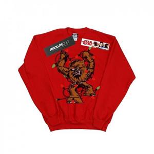 Star Wars Mens Chewbacca Christmas Fairy Lights Sweatshirt L rood