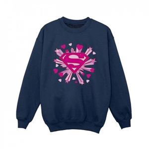 DC Comics jongens Superman roze harten en sterren logo sweatshirt 5-6 Years wit