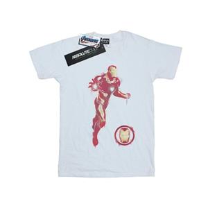 Marvel Boys Avengers Endgame geschilderd Iron Man T-shirt 12-13 wit