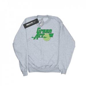 DC Comics Heren sweatshirt met groene pijltekstlogo XL grijs