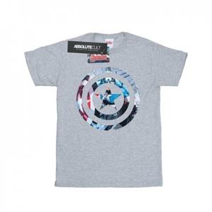Marvel Girls Avengers Captain America Montage-symbool katoenen T-shirt 12-13 grijs