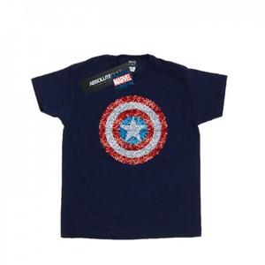 Marvel Girls Captain America Pixelated Shield katoenen T-shirt 7-8 Years wit