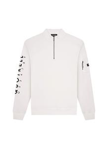 Quotrell Defender Halfzip Sweater Heren Gebroken Wit/Zwart - 