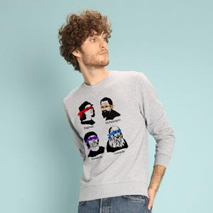 Le Roi du Tshirt Herensweater - DE NINJAS XS heide grijze kleur