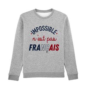 Herensweater - ONMOGELIJK IS GEEN FRANSE ENKR XS heide grijze kleur