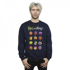 Rick And Morty Rick en Morty heren tie-dye gezichten sweatshirt L marineblauwe kleur