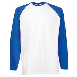 Fruit Of The Loom Honkbal T-shirt met lange mouwen voor heren L wit/zwart