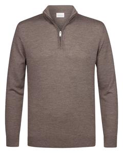 Profuomo Half Zip Pullover Merinowol Bruin