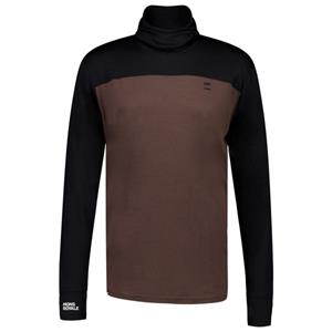Mons Royale - Yotei Powder Hood L/S - Merinoshirt, bruin/zwart