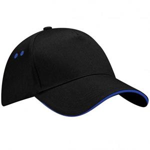 Beechfield Unisex Ultimate 5 Panel Contrast Baseball Cap Met Sandwich Piek / Hoofddeksel (Pak van 2) One Size