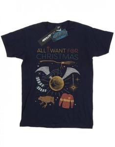 Harry Potter Girls All I Want For Christmas katoenen T-shirt 12-13 zwart