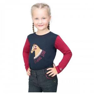 Little Rider T-shirt met lange mouwen voor meisjes in de Star-collectie 3-4 Years Vloot/bordeaux