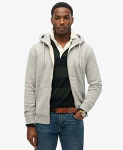 Superdry Mannen Geborduurde Vintage Logo Hoodie van Biologisch Katoen met Rits Grijs
