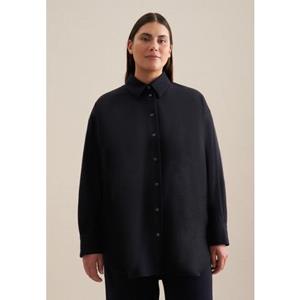 seidensticker Lange blouse Zwarte roos Langarm kraag in effen melange
