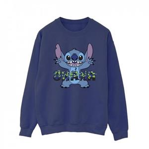 Disney Lilo en Stitch Ohana blauw Glitch-sweatshirt voor heren L wit