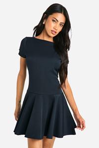 Boohoo Skater A-Line Mini Jurk, Navy