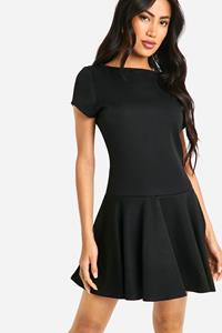 Boohoo Skater A-Line Mini Jurk, Black