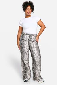 Boohoo Plus Slangenprint Wide Leg Jeans, Snake