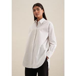 seidensticker Lange blouse Zwarte roos Lange mouwen kraag strepen