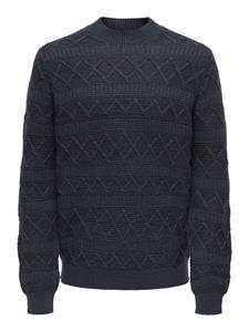 Only & Sons Onswade reg 5 struc crew neck knit navy