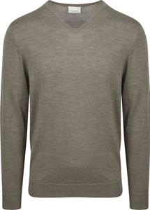 Sweater Profuomo Pullover V-Hals Merinowol Groen