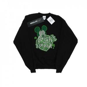 Disney Heren Mickey Mouse Shamrock Pizza Sweatshirt M wit