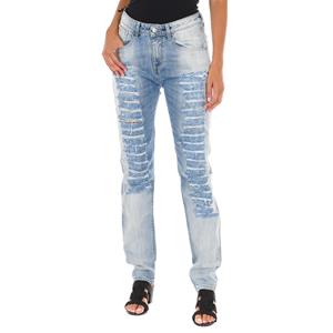 MET Lange spijkerbroek versleten en gescheurd effect 10DB50285 vrouw 27-USA blauw