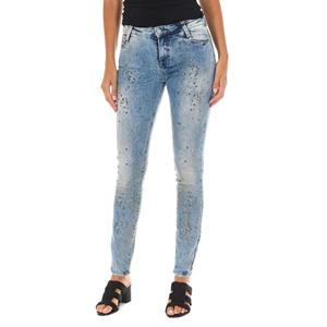 Lange spijkerbroek met versleten effect en smalle zomen 10DB50283 vrouw 25-USA blauw